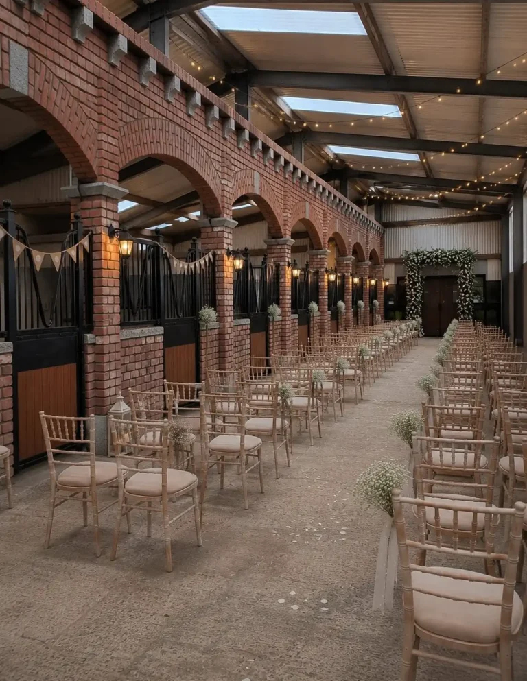 Outdoor wedding ceremony at Loughanmore Court